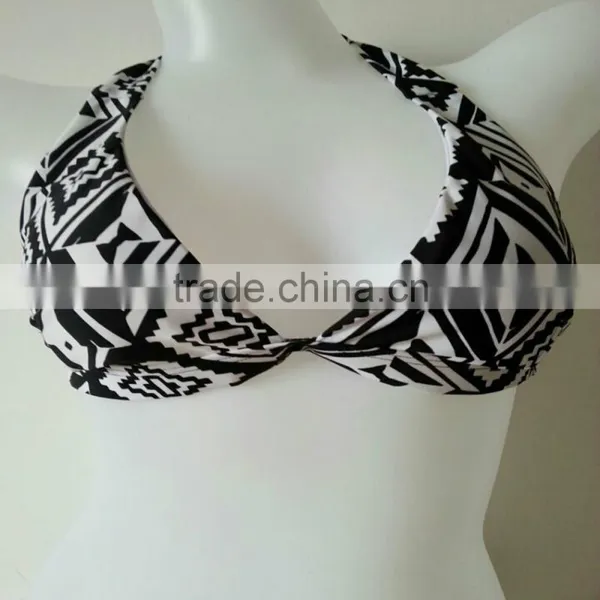 Fahion Hi-quality Sex Black&white Print Swim Bra&bottom photo-2