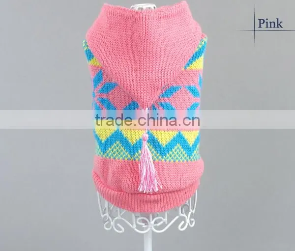 Custom Pink Pet Crochet Clothes Hoodie Apparel Hand Knit Dog Sweaters photo-2