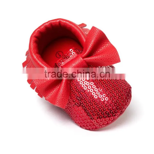 High Quality pu Sequin Baby Moccasins photo-4