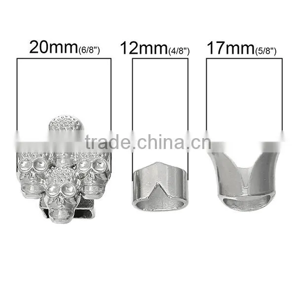 Hook Clasps For Leather Rope Bracelet Skull Halloween Silver Tone 25mm X20mm 17mm X15mm 12mm X9mm photo-2
