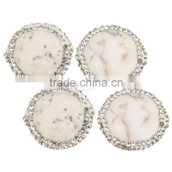 New Flat Shape Natural White Turquoise Beads With Rhinestone Hot Sale in Market photo-5