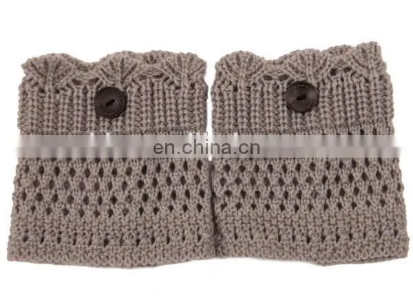 2016 Trendy Crochet Flower Boot Toppers With Wood Buttons photo-5