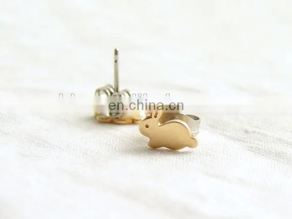 Teeny Tiny Gold Bunny Stud Earrings Easter Rabbit Stud Earrings Simple Modern Jewelry photo-2