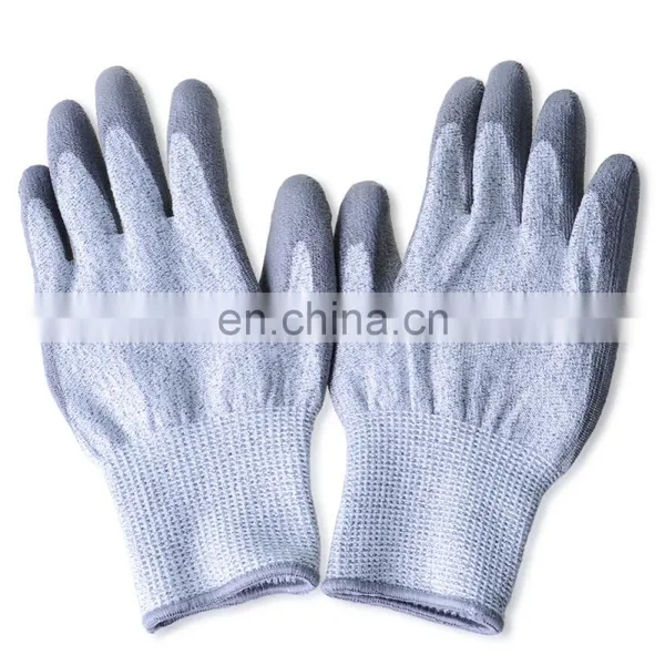 en 388 Level 5 PU Cotton Cut Resistant Work Industrial Safety Gloves photo-5