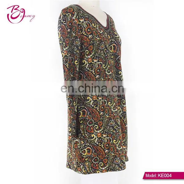 2017 Newest Kaftan Style Big Size Heart Printing One Piece Ropa Mujer Tunic for Mature Woman photo-3