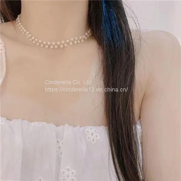 Wholesale Handmade Pearl Necklace 14K Gold 3-4mm Natural Freshwater Pearl Necklace Bracelet Jewelry Sets