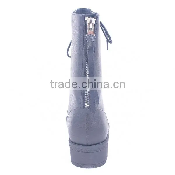 Fashion Popular Motorcycle Police Lace up Back Zipper High Ankle Long Boots From China Factory photo-5