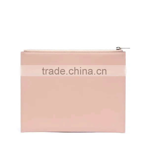 Guangzhou Hot Sale Pink Suede Pocket and Calfskin Leather Evening Party Clutch Pouch Clutches Bag for Woman photo-3