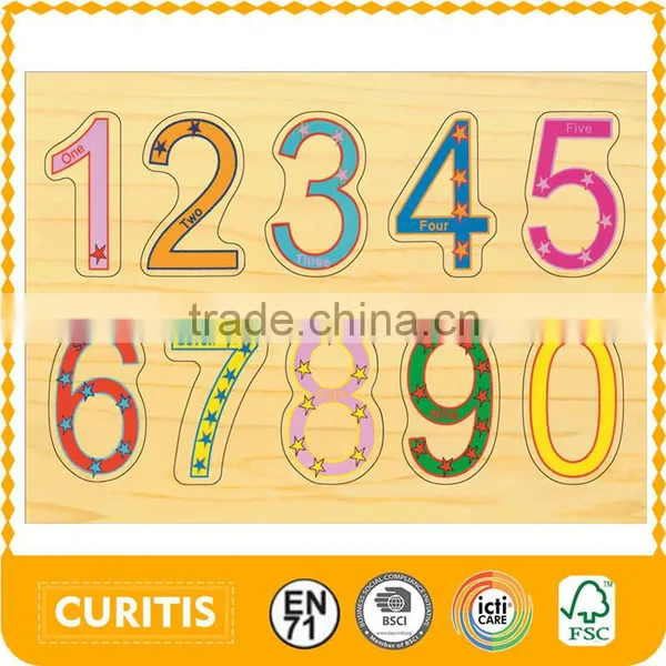 2015 Top 100 Christmas Gift Children Learning Basic Toy Wooden Silk Screen Printing Numbers From 1 to 0 Ten Numeric Puzzle Game
