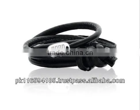 High Quality Unique Design Custom Black Leather Bracelet