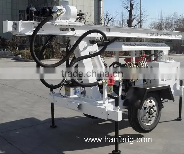 Welcomed in South America ! High Efficiency HF120W Trailer Hydraulic Portable Water Well Drilling Rig photo-5