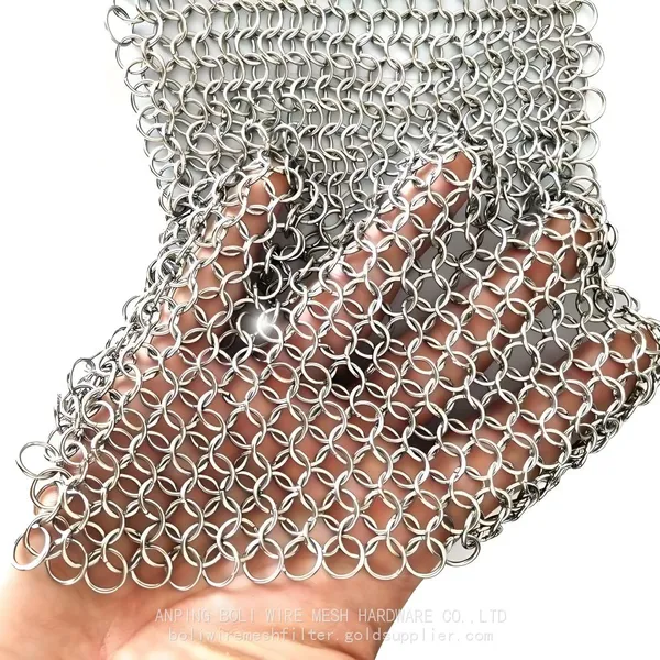 20x15 Stainless Steel Chainmail Scrubber/stainless Steel Ring Mesh/chain Mail Customized
