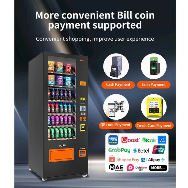 AFEN US Local Stock 24 Hours Fully Automatic AI Smart Refrigerated 510L Snack Cooler Drinks Beverage Vending Machine Credit Card photo-5