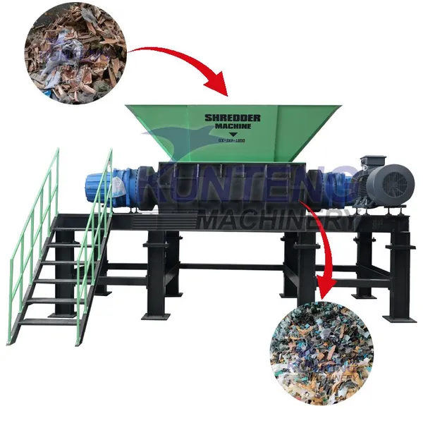 Waste Sofa Mattress PET Bottle Double Shaft Shredder Hard Disk Polyurethane Foam Shredder