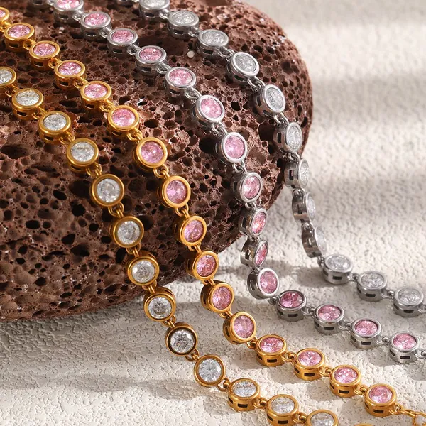 Stainless Steel Tennis Bracelet 5mm CZ Cubic Zirconia IP Gold Plated Wholesale Price photo-2