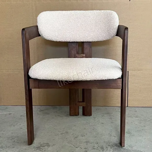 Wholesale Modern Solid Wood Dining Armchair Ergonomic Leather Backrest Black Walnut Finish Living Room Waterproof Durable