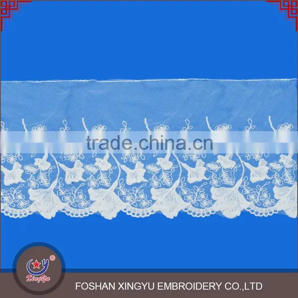 High Quality Wholesale Custom Garment Accessories Embroidery White Cotton Lace Fabric Bridal Neck Trim photo-2
