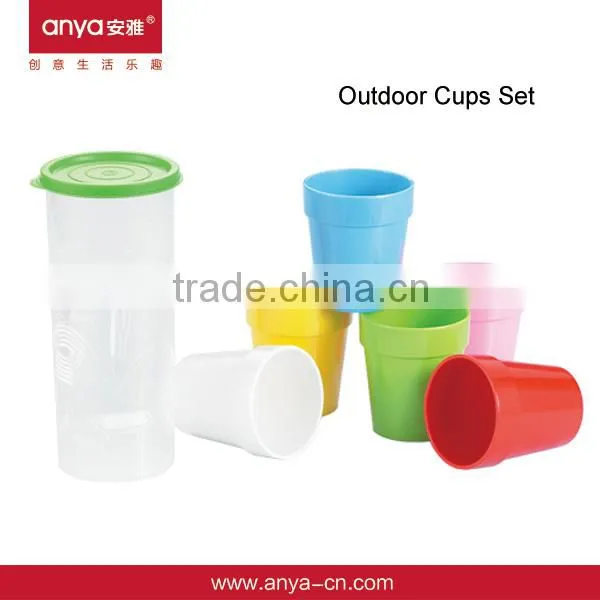 D527 Outdoor Table With Cup Holders Plastic Fork Spoon Plates Knifes Cups Outdoor Set