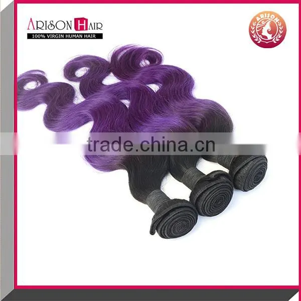 Cheap Wholesale Purple Human Hair Weave Ombre Remy Hair Extensions photo-3