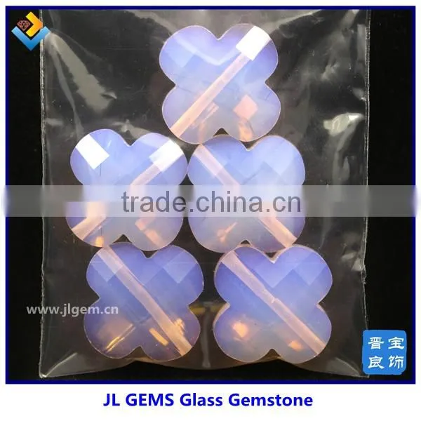 Created/synthetic Glass Jewelry With Four Leaf Flower for Making Necklace and Bracelet 14*14mm photo-4