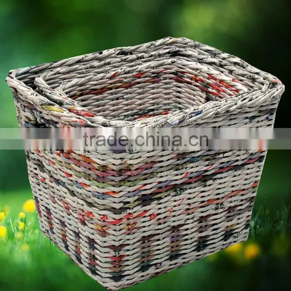 Handmade Woven Paper Basket for Home&Office Set of 3