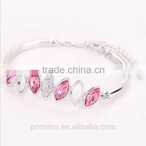 Rose Gold Rhinestone Crystal Opal Adjustable Bracelets & Bangles for Women photo-4