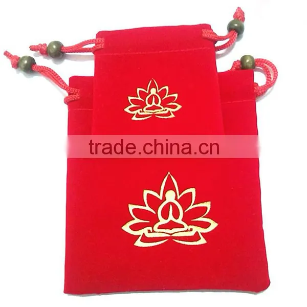 Red Jewellery Packaging Bag With Golden Logo