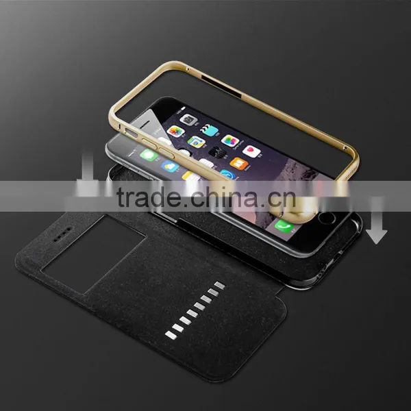 3in1cowhide Case and Metal Bumper,aviation Aluminum,PC, For Iphone 6/plus Style Case Cover, photo-5
