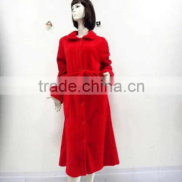 Red Classic Warm Bind Night Robe Woman photo-2