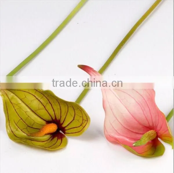 Single Head Red Anthurium Flowers, 51cm Anthurium Artificial Flowers for Public Decoration photo-2