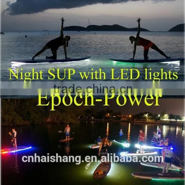 2015 Epoch-Power Fashionable Stand up Bamboo Paddle Board Sup Board With LED Lights/Epoxy Surfboard With Colorful Light