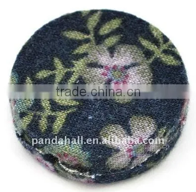 Woven Cloth Woven Beads, Acrylic With Cloth, PrussianBlue, Flat Round, 33x11mm, Hole: 3mm.(WOVE-R002-4)