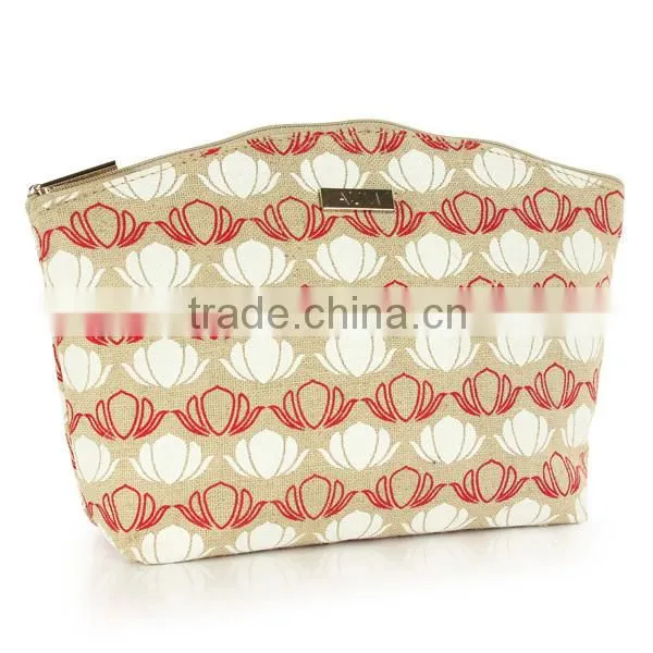 Jute With Printing Zipper Cosmetic Bag photo-2