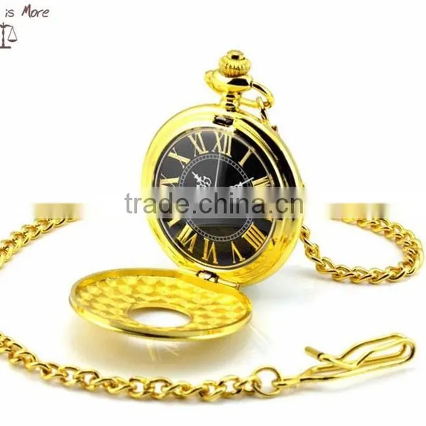 Fashion Retro Roman Gold Necklace Watch Pocket Watch Gold Plated photo-2