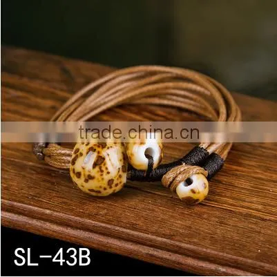 New Summer Cord Braided Porcelain Flower Charm Bracelet photo-3