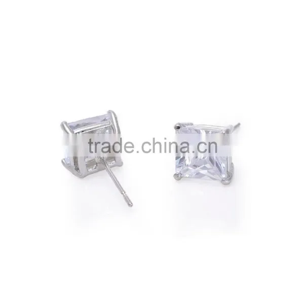Wholesale Clear Cubic Zirconia Square Design Stud Earrings photo-3