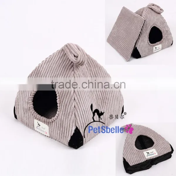 Solid Corduroy Made Pet House Dog Bed photo-6