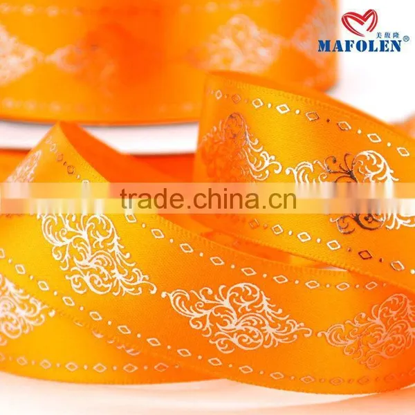 Satin Ribbon High Density Polyester Gold Foil Printed Merry Christma Ribbon on Sale photo-4