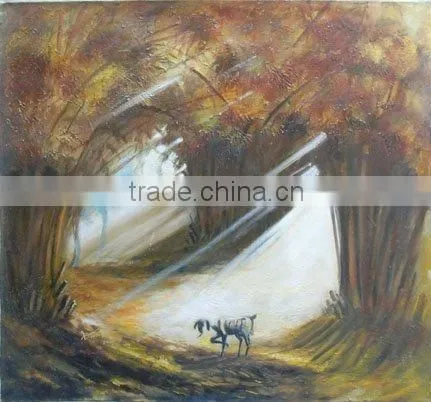 oil on canvas goat in forest painting