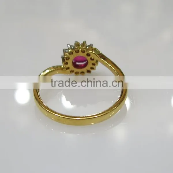 Gold Ruby Diamond Ring 2.450 Grams 0.46cts Ruby 0.15cts Diamond photo-3