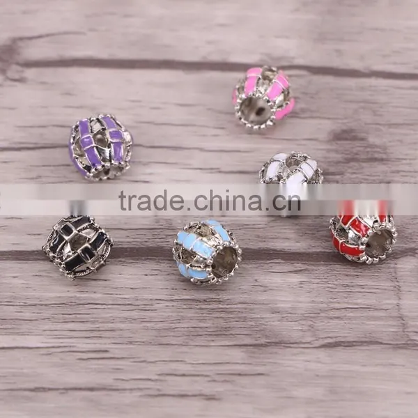 European Style Drum Shape Beads With Enamel Big Hole Beads For Women BraceletJewelry Necklace Making photo-3
