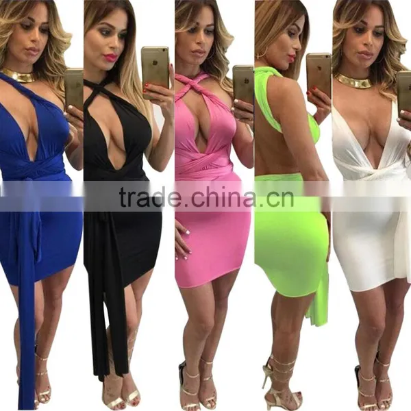 Bonvatt Sexy Mini Dress With Belts Women Fahion Dress 2017