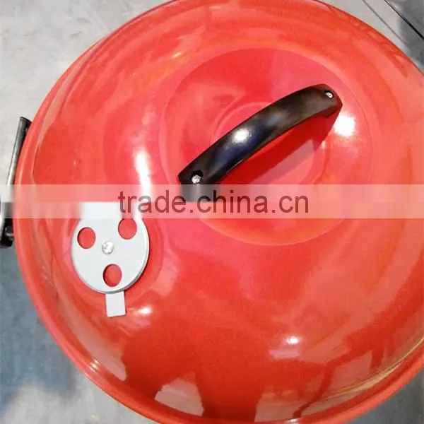 Red Oval Protable Charcoal Bbq Grill Metal With Wheel Outdoor photo-4