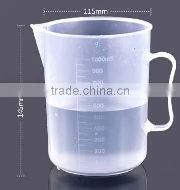 500ML 1000ML Thick Plastic Beaker Cup with handle
