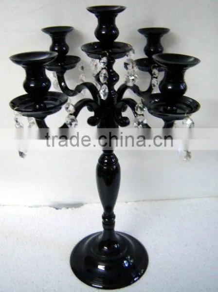 5 Arm Mirror finish Black Candelabra with or with out pendant