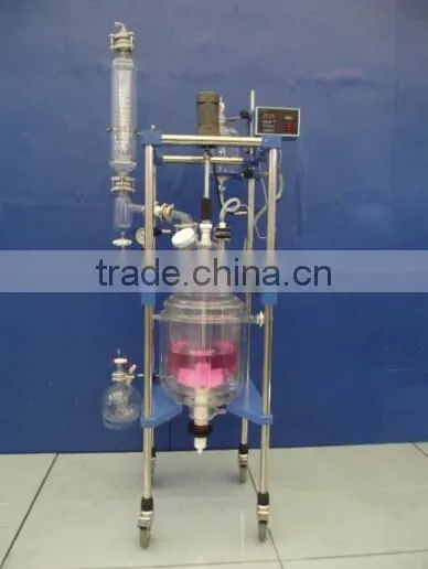 China Glass Reactor Column Reactor Three Layer Glass Reactor 20L With PTFE Sealing Price