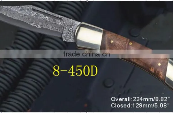 9.0" Damascus Folding Knife/Custom Handmade Damascus Folding Pocket Knife/Damascus Liner Lock photo-5
