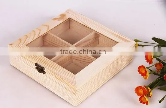 Recycled Wooden Tea Storage Box With Clear Glass Lid photo-4