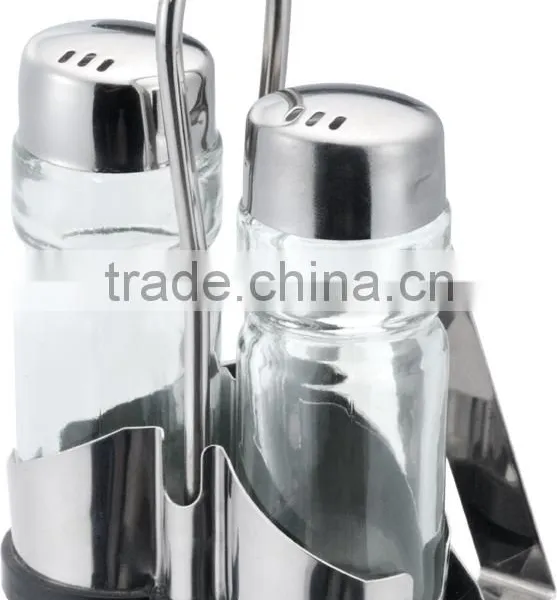 Stainless Steel Condiment Holders Glass Bottle Vinegar Oil Glass Cruet Set photo-4