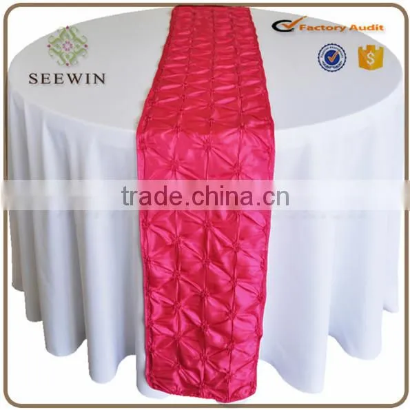 12x108 Washable Satin Rosette Table Runner for Events Deco photo-2